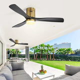 ZUN 52 Inch Low Profile Ceiling Fan with Remote Control 3 Solid Wood Blades,52 Inches Suitable for W934P147070