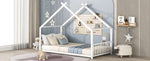 ZUN Twin Size Metal House Bed, White MF305886AAK