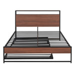 ZUN Full Size Metal Platform Bed Frame with Trundle, USB Ports and Slat Support ,No Box Spring Needed MF299538AAB
