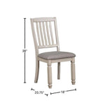 ZUN Dining Room Furniture Set of 2pcs Side Chairs Antique White Solid wood Slats Back Light Gray Padded B011P144694