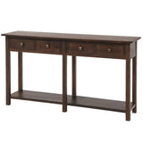 ZUN TREXM Rustic Brushed Texture Entryway Table Console Table with Drawer and Bottom Shelf for Living WF192012AAP