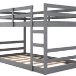ZUN Twin Over Twin Bunk Bed with Ladder, Gray（OLD SKUWF282787AAE） WF286326AAE