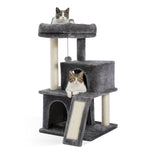 ZUN Modern Small Cat Tree Cat Tower With Double Condos Spacious Perch Sisal Scratching Posts,Climbing 72633597