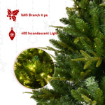 ZUN Best Choice 228CM Artificial Tree with 1685 tips, 400LED, Hingeless Spruce PVC/PE 57898030