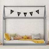 ZUN Twin Size Wooden House Bed, Gray WF197557AAE