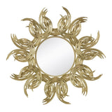 ZUN 38" Sunburst Metal Decorative Mirror with Gold Finish, Boho Wall Decor Sun Mirror for Living Room W2078124327