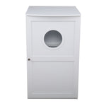 ZUN 2-Tier Functional Wood Cat Washroom Litter Box Cover with Multiple Vents, a Round Entrance, Openable W2181P155325