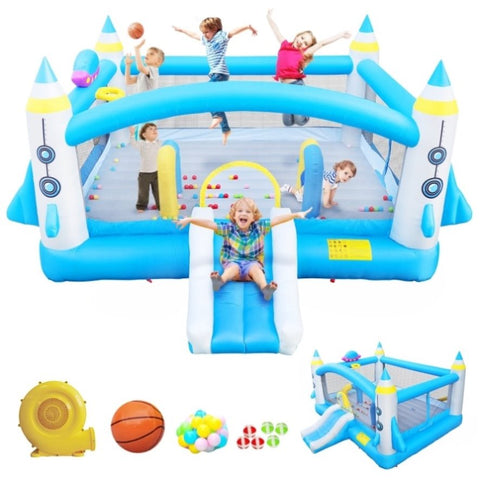 ZUN Multifunctional Jump 'n Slide Inflatable Bouncer for Kids Complete Setup with Blower - 198" x 180" W1677115481