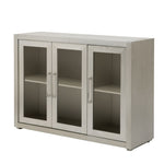 ZUN U-Style Wood Storage Cabinet with Three Tempered Glass Doors and Adjustable Shelf,Suitable for WF309063AAA