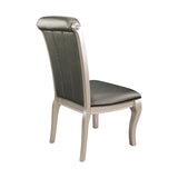 ZUN Crystal Button-Tufted Side Chairs 2pc Set Silver Finish Wood Frame Gray Faux Leather Upholstered B01152164