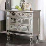 ZUN Champagne Finish 1pc Nightstand Only Glam Style Solid wood 2-Drawers Crystal-like Acrylic Knob B01182430
