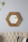 ZUN 18.5" x 18.5" Hexagon Mirror with Natural Wood Frame, Wall Decor for Living Room Bathroom Hallway, W2078133974