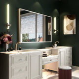 ZUN 40x30inch Glossy White Rectangular-Mounted Beveled Bathroom Mirror,Square Angle Metal Frame W2091128136