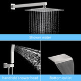 ZUN Rain Shower System Brushed Nickel Tub Shower Faucet Set 10 Inch Square Rainfall Shower Head with 65708130