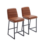 ZUN Low Bar Stools Set of 2 Bar Chairs for Living Room Party Room Kitchen,Upholstered PU Kitchen W1439125967