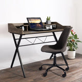 ZUN 43.3" Computer Desk With 3 Open Cubbies - Beige & WHITE W131470825