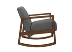 ZUN 1pc Rocker Accent Chair Modern Living Room Plush Cushion Gray Soft Upholstery Hardwood Frame Elegant B011126013