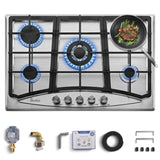 ZUN AHT30IN30S Hothit Propane Gas Cooktop 30" Inch, 5 Burner Built-in Stainless Steel Gas Stove Top, W2218134877