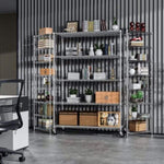 ZUN 5 Tier 6000lbs Heavy Duty Adjustable Storage Rack Metal Shelf Wire Shelving Unit with Wheels & Shelf W155083057