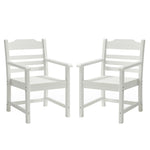 ZUN Patio Dining Chair with Armset Set of 2, Pure White with Imitation Wood Grain Wexture,HIPS Material W1209107723