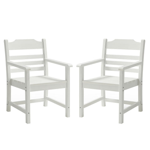 ZUN Patio Dining Chair with Armset Set of 2, Pure White with Imitation Wood Grain Wexture,HIPS Material W1209107723