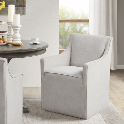 ZUN Slipcover Dining Arm Chair with Casters B035118590