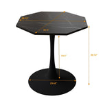 ZUN 31.50"Modern Octagonal Coffee Table with Printed Black Marble Table Top,Metal Base, for Dining Room, W757126159