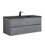 ZUN Wall Mounted Single Bathroom Vanity in Ash Gray With Matte Black Solid Surface Vanity Top W1920P160604