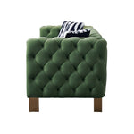 ZUN Chesterfield Modern Tufted Velvet Living Room Sofa, 84.25''W Couch,Mint Green W57949311