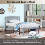 ZUN Twin Size Bed, Wood Platform Bed Frame with Headboard For Kids, Slatted, Gray W1998121949