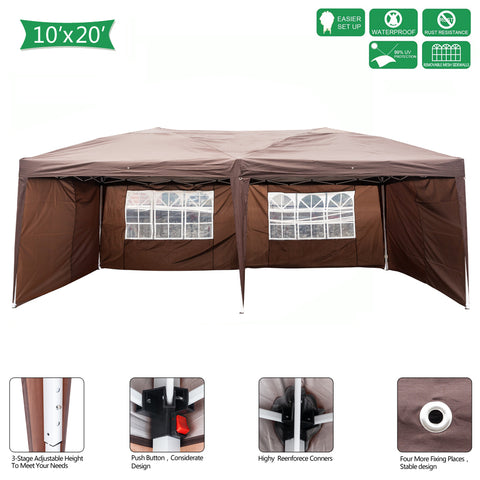 ZUN 3 x 6m Two Windows Practical Waterproof Folding Tent Dark Coffee Folding Tent 67766391