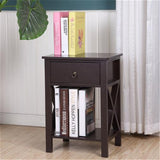 ZUN Nightstand Modern End Table, Side Table with 1 Drawer and Storage Shelf, Brown 79383343