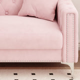 ZUN Charming Addition: 83" Pink Velvet Triple Sofa Set with 2 Complimentary Pillows – Ideal for Any W1278131612