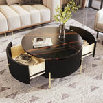 ZUN Modern Round Coffee Table with 2 large Drawers Storage Accent Table WF311606AAB