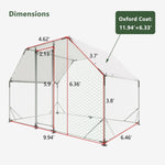 ZUN Metal Large Chicken Coop Walk-in Poultry Cage Run Flat Shaped with Waterproof 9.94'L x 6.46'W x W121272265
