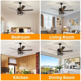 ZUN 52'' Plywood blades ceiling fan with remote control for the living room ,bed room W1592140072