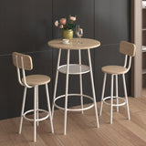 ZUN Bar table, equipped with 2 bar stools , with backrest and partition W57868876