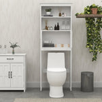 ZUN Over The Toilet Rack 2 -Tier Toilet Bathroom Spacesaver Storage Shelf with 2 Doors Wood Storage W112049945
