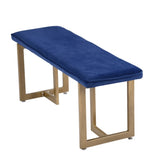 ZUN Set of 1 Upholstered Velvet Bench 44.5" W x 15" D x 18.5" H,Golden Powder Coating Legs - BLUE W131471379