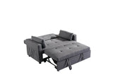 ZUN 2 Seaters Slepper Sofa Bed.Dark Grey Linen Fabric 3-in-1 Convertible Sleeper Loveseat with Side W120381411