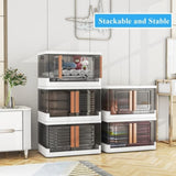 ZUN 3 pcs Plastic Collapsible Storage Box with Lid, Wardrobe Organisers and Storage, Stackable Wardrobe 14852308