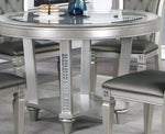 ZUN Formal Traditional Dining Table Round Table Silver Hue Glass Top 1pc Dining Table Dining Room B01164095