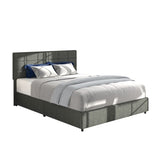 ZUN Vera Full Size Gray Linen Upholstered Platform Bed with Patented 4 Drawers Storage, Square Stitched B083115496