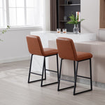 ZUN Low Bar Stools Set of 2 Bar Chairs for Living Room Party Room Kitchen,Upholstered PU Kitchen W1439125967