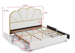 ZUN King Size Bed Frame with Drawer, Upholstered Smart Platform Bed with 4-Drawers Strong Wood Slats W1708137168