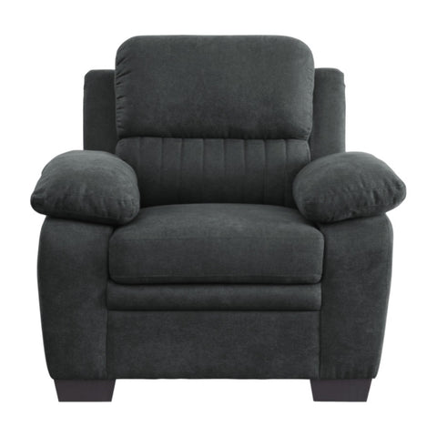 ZUN Plush Seating Chair 1pc Dark Gray Textured Fabric Channel Tufting Solid Wood Frame Modern Living B011122282