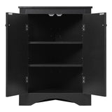 ZUN Black Triangle Bathroom Storage Cabinet with Adjustable Shelves, Freestanding Floor Cabinet for Home WF291467AAB