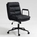 ZUN Office Chair,Mid Back Home Office Desk Task Chair with Wheels and Arms Ergonomic PU Leather Computer W1143133924