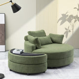 ZUN Large round chair with storage linen fabric for living room hotel with cushions W2272142174