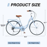 ZUN 7 Speed, Steel Frame, Multiple Colors 26 Inch Ladies bicycle W101963873